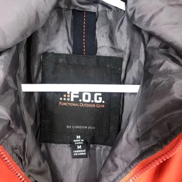 F.O.G by LONDON FOG Orange Quilted Jacket Sz M - Picture 5 of 6